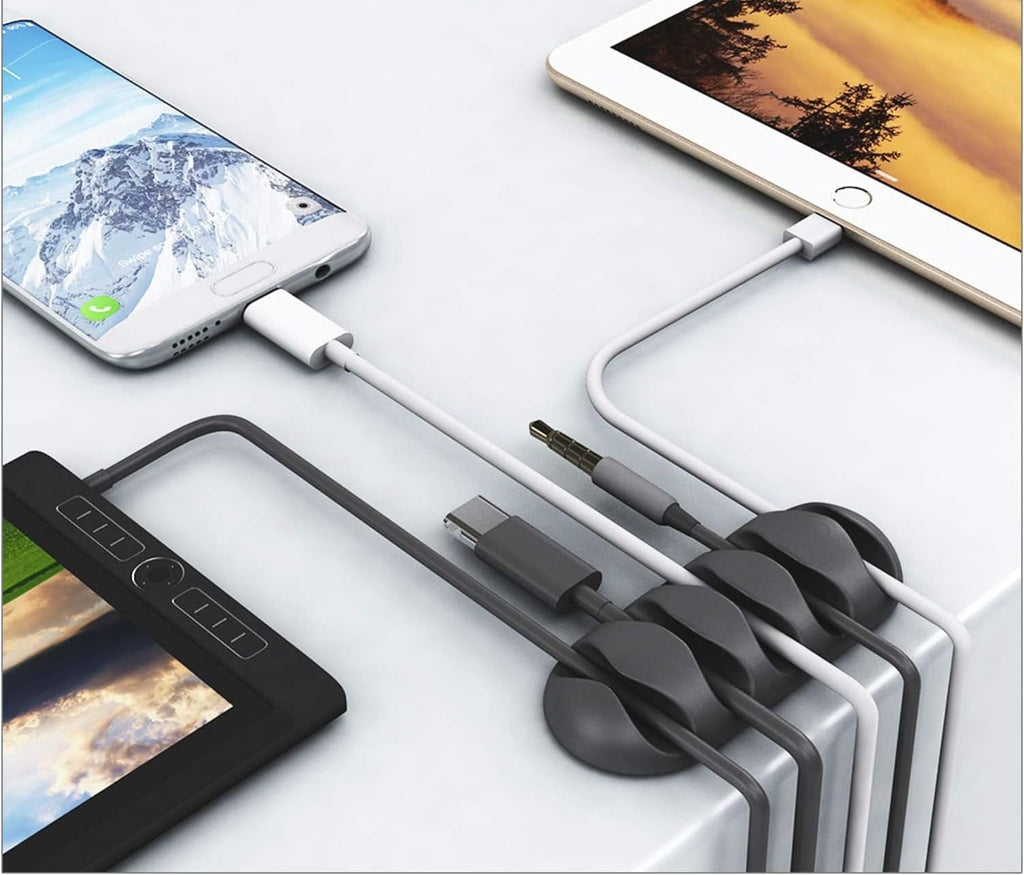 16 Pack Black Self Adhesive Cord Holder, Ideal Management Cord Organizer Wire Keeper for Desk, Nightstand, Phone Char... - Image 3