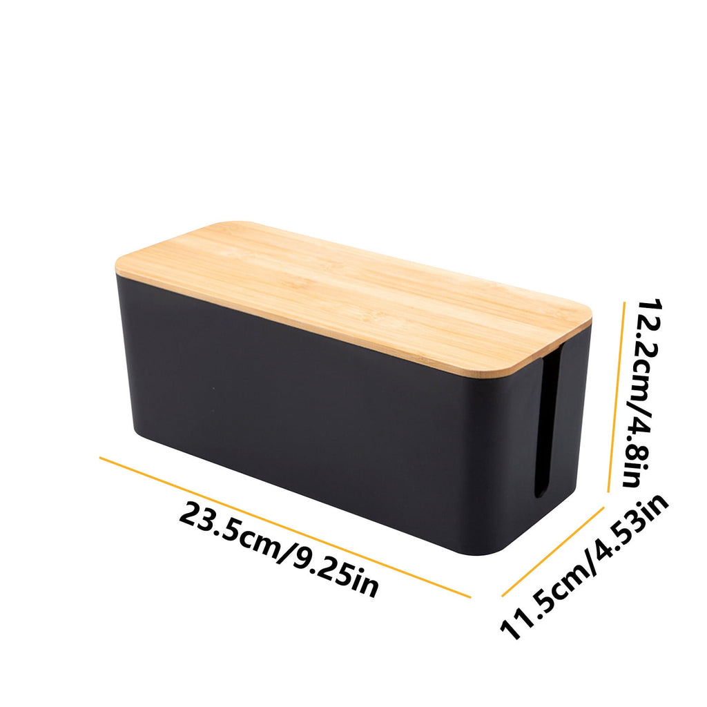 Cable Management Box ，12X5X4.5 Inches, Wood Lid, Cord Organizer for Desk Tv Computer Usb Hub System To Cover And Hide... - Image 2