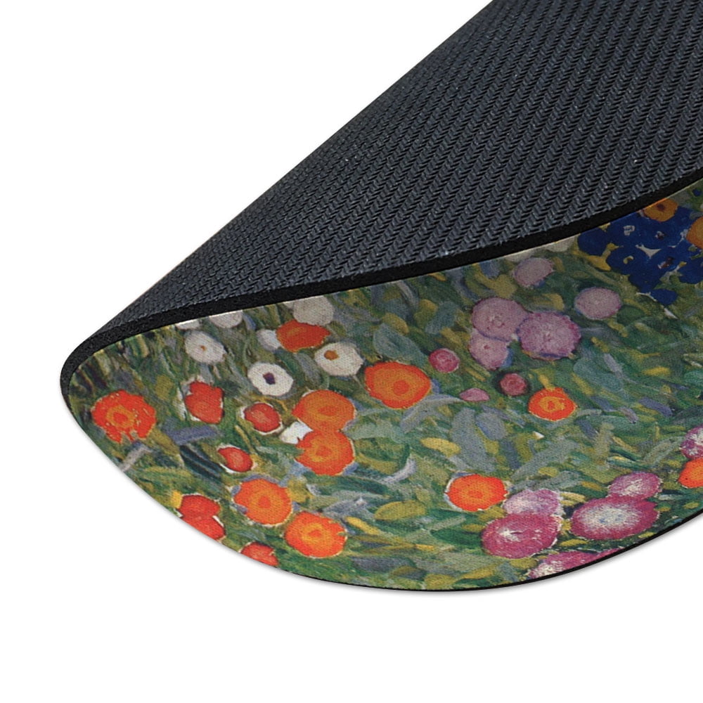 WIRESTER 7.88 in Round Mouse Pad with Non-Slip Rubber Base for Computers, Laptop, Office & Home - Gustav Klimt Flower Garden - Image 3