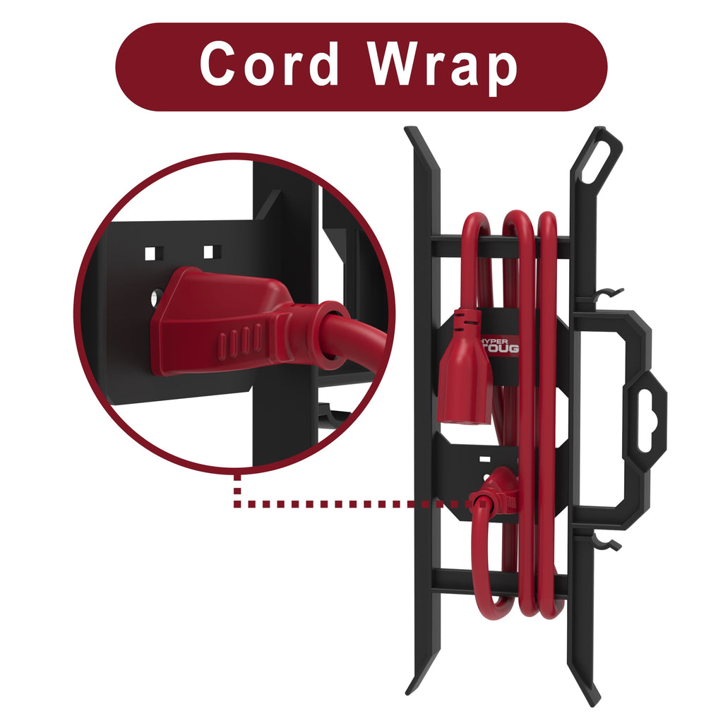 extension cord and light storage, wrap, hold up to 100ft, black, material: PP - Image 6