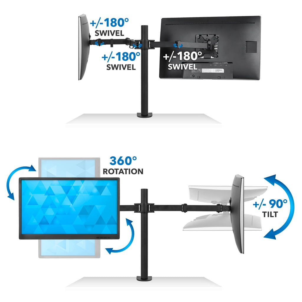 Mount-It! Dual Monitor Desk Mount, 32" Max Screen Size, Full Motion Monitor Stand - Image 3
