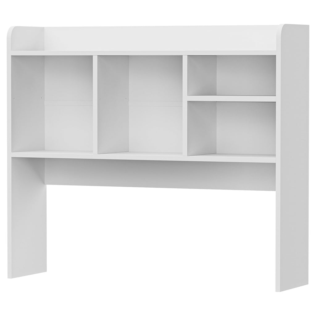 Desktop Bookshelf Storage Tabletop Display Hutch with 4 Shelves Wood Frame Freestanding Desk Organizer, White - Image 2