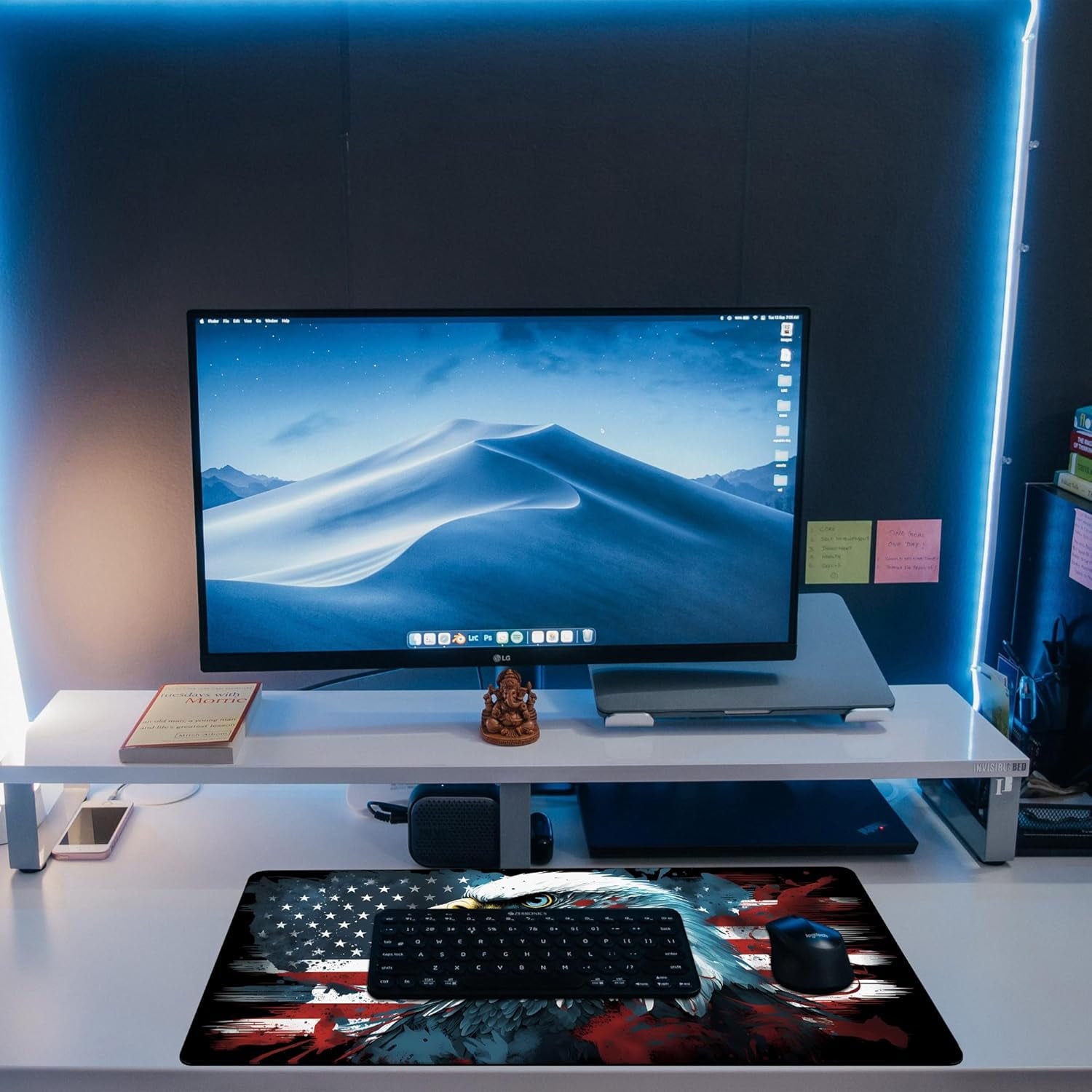 Desk Mat, Bald Eagle American Flag Desk Pad, USA Flag Large Gaming Mouse Pad for Desk, 31.5"x15.7" Extended Big Compu... - Image 6