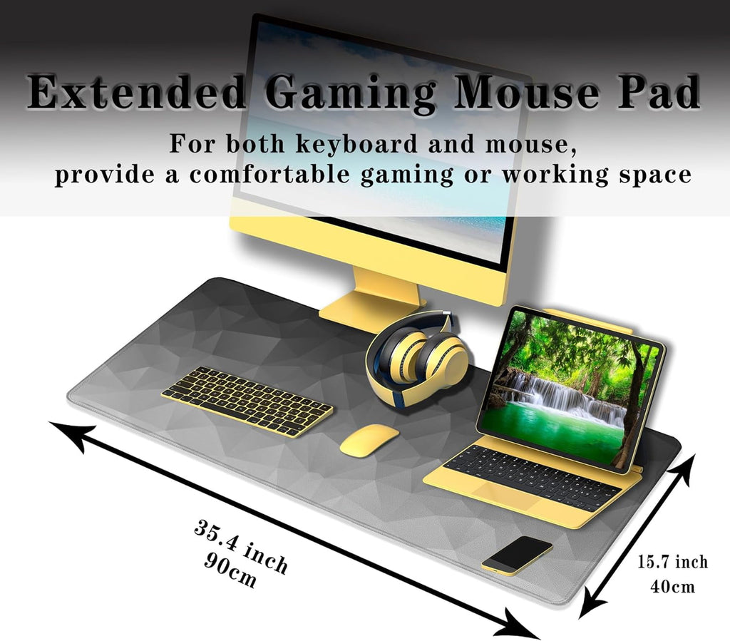Computer Desk Mat XXL Mousepad Big Mouse Pad Gaming Desk Mats Office Pad Non-Slip Rubber Base Waterproof with Stitche... - Image 3
