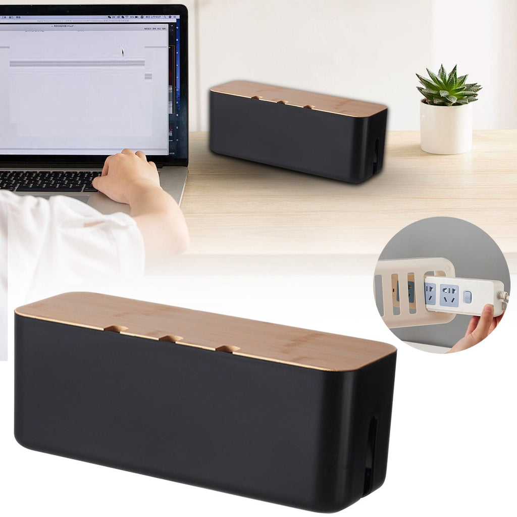 1 Pack Cable Management Box,Plastic Cable Organizer,Open Slots Cords Hider Box, Under Desk Cord Organizer for Computer Router USB Hub and Po - Image 2