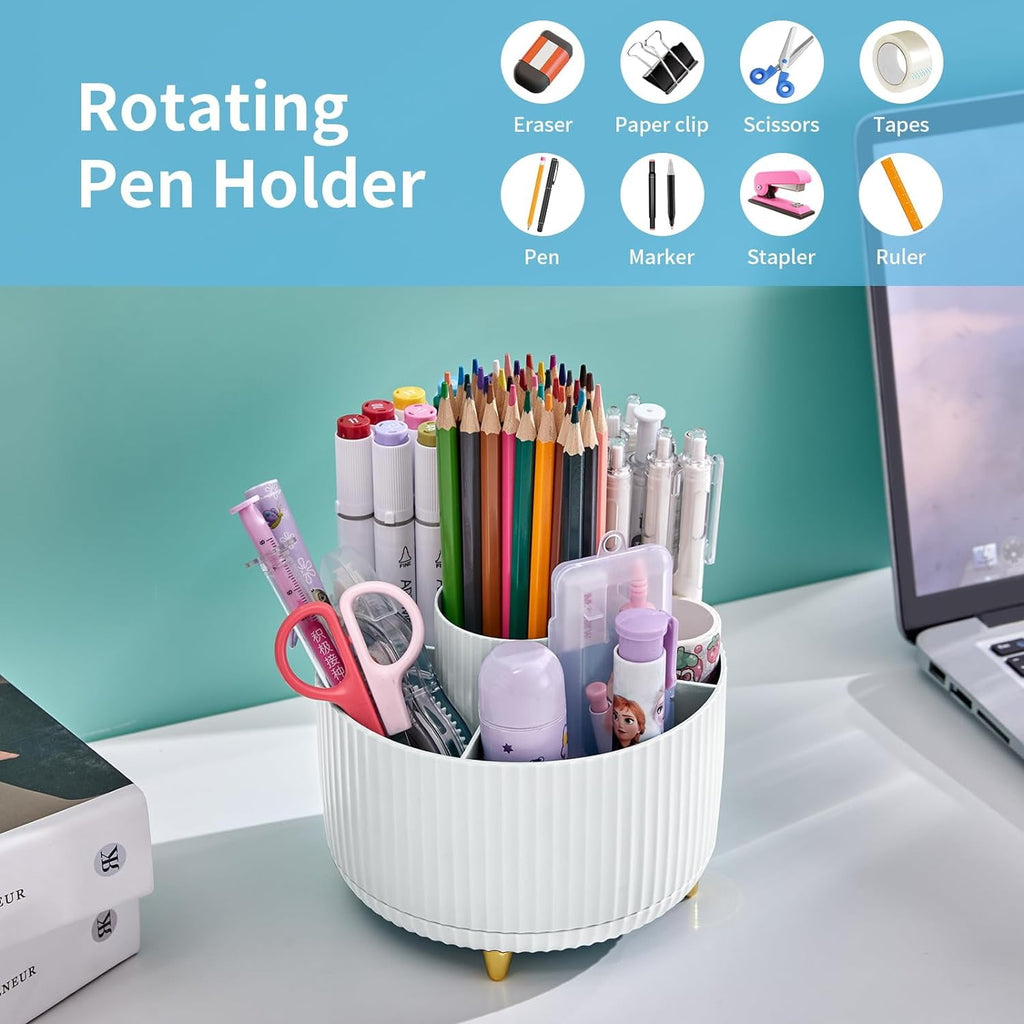 360 Rotating Desk Organizer 5 Compartments for Office Home - Image 4