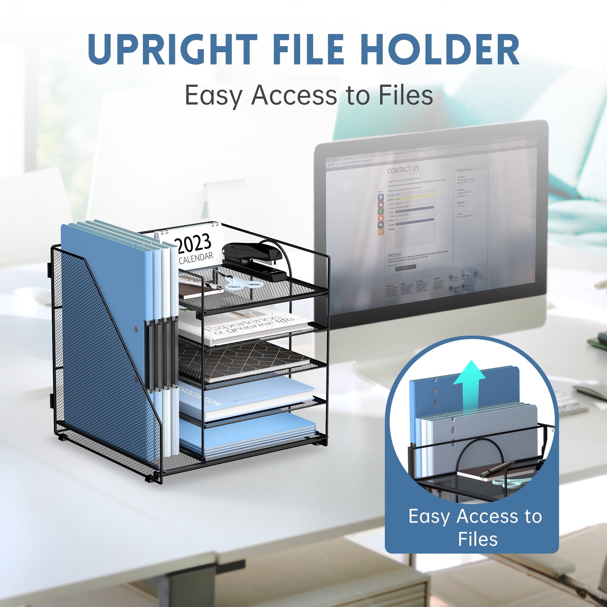 5-Tier Desk Organizer with File Holder, Letter Tray Paper Organizer, 1 Pcs - Image 5