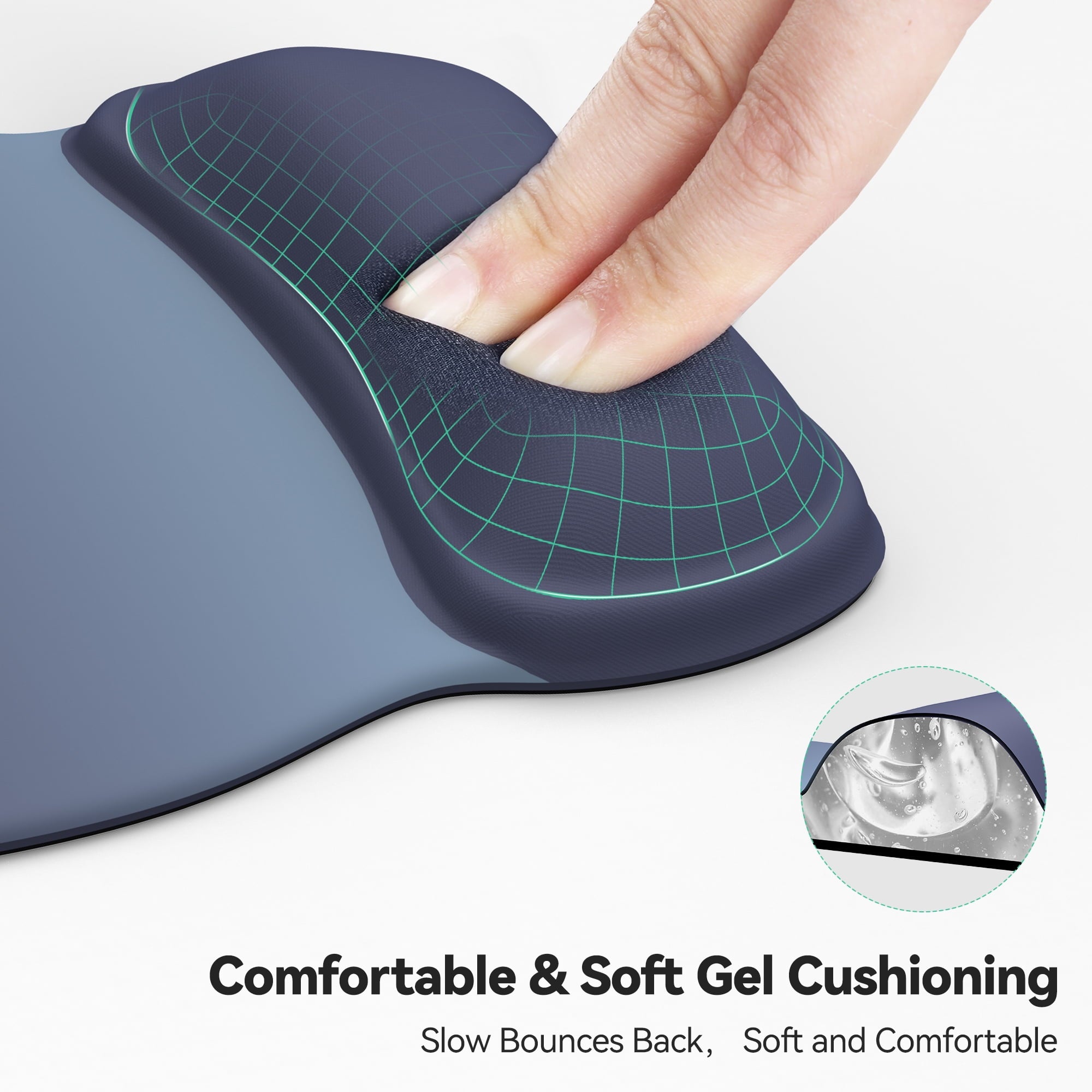 TECKNET Gel Mouse Pad with Wrist Rest, Ergonomic Office Mousepad with Wrist Support - Non-Slip & Smooth Surface Comfortable Desk Accessories - Image 2