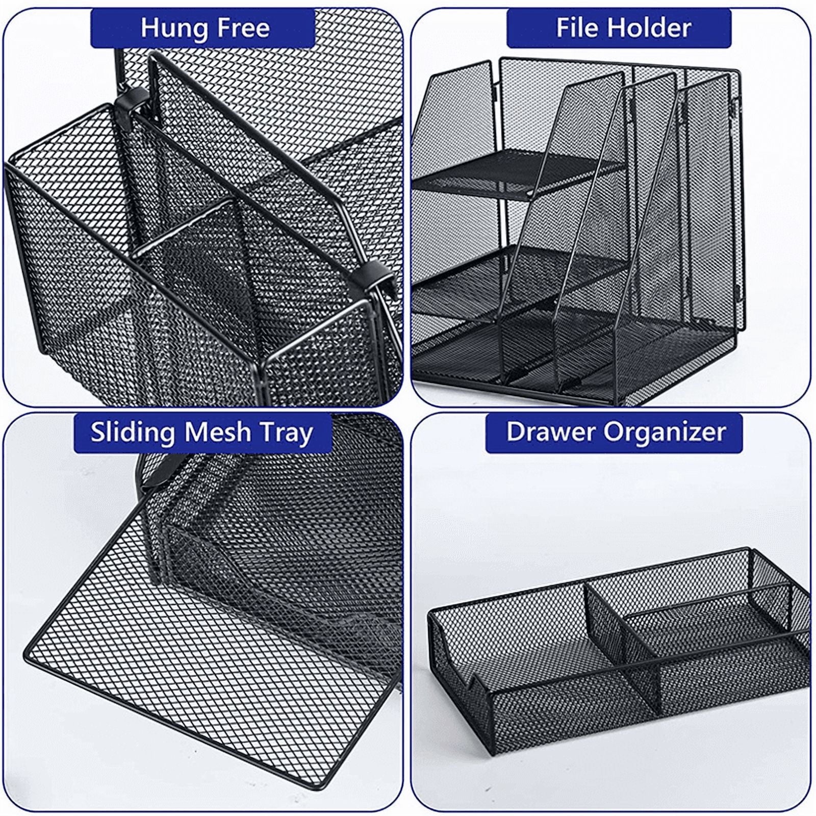 Marbrasse Desk Organizer with File Holder, 3-Tier Paper Letter Tray Organizer with Drawer and Pen Holder, Mesh Deskto... - Image 4