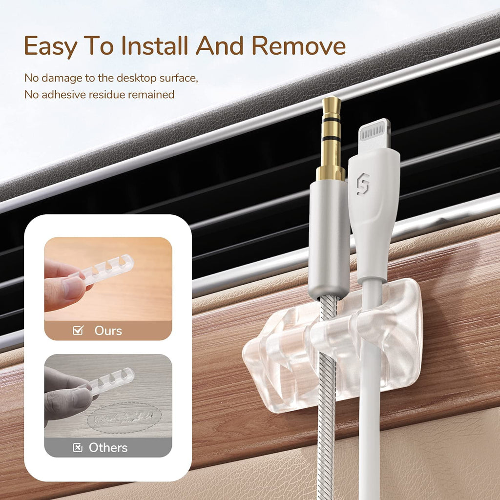 Syncwire Cable Clips Cord Holders Self Adhesive Cord Organizer Cable Management for Desk, Home, Office - Clear - Image 4