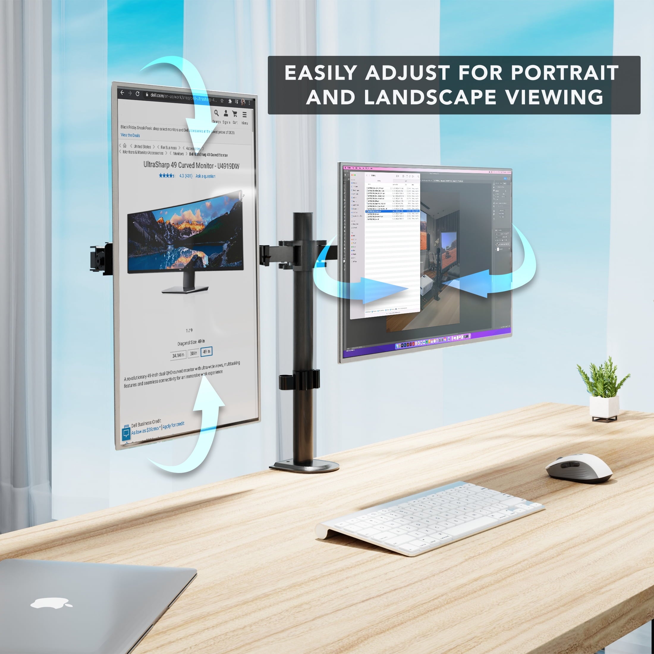 Mount-It! Dual Monitor Desk Stand, Fits 17"-32" Screen Sizes, Full Motion Mount, Ergonomic - Image 4