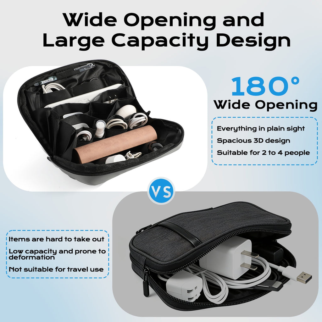 Tech Pouch, Charger Organizer, Cable Organizer Box, Holds Chargers, Cables, and Phones, Gray - Image 5