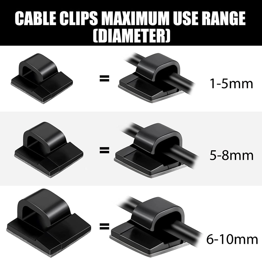 BUZIFU 100 Pieces Cable Clips Outdoor Light Clips Cord Organizer Self Adhesive Wire Clips Mini Hooks Cable Wire Management Holder for Car Of - Image 4