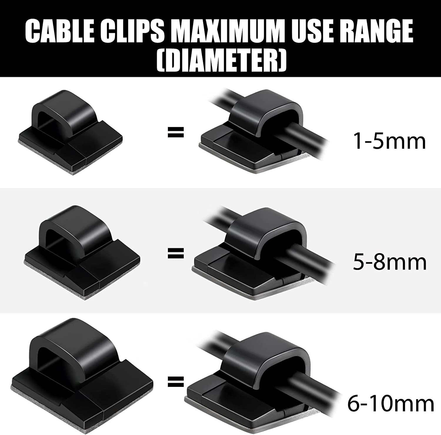 BUZIFU 100 Pieces Cable Clips Outdoor Light Clips Cord Organizer Self Adhesive Wire Clips Mini Hooks Cable Wire Management Holder for Car Of - Image 4