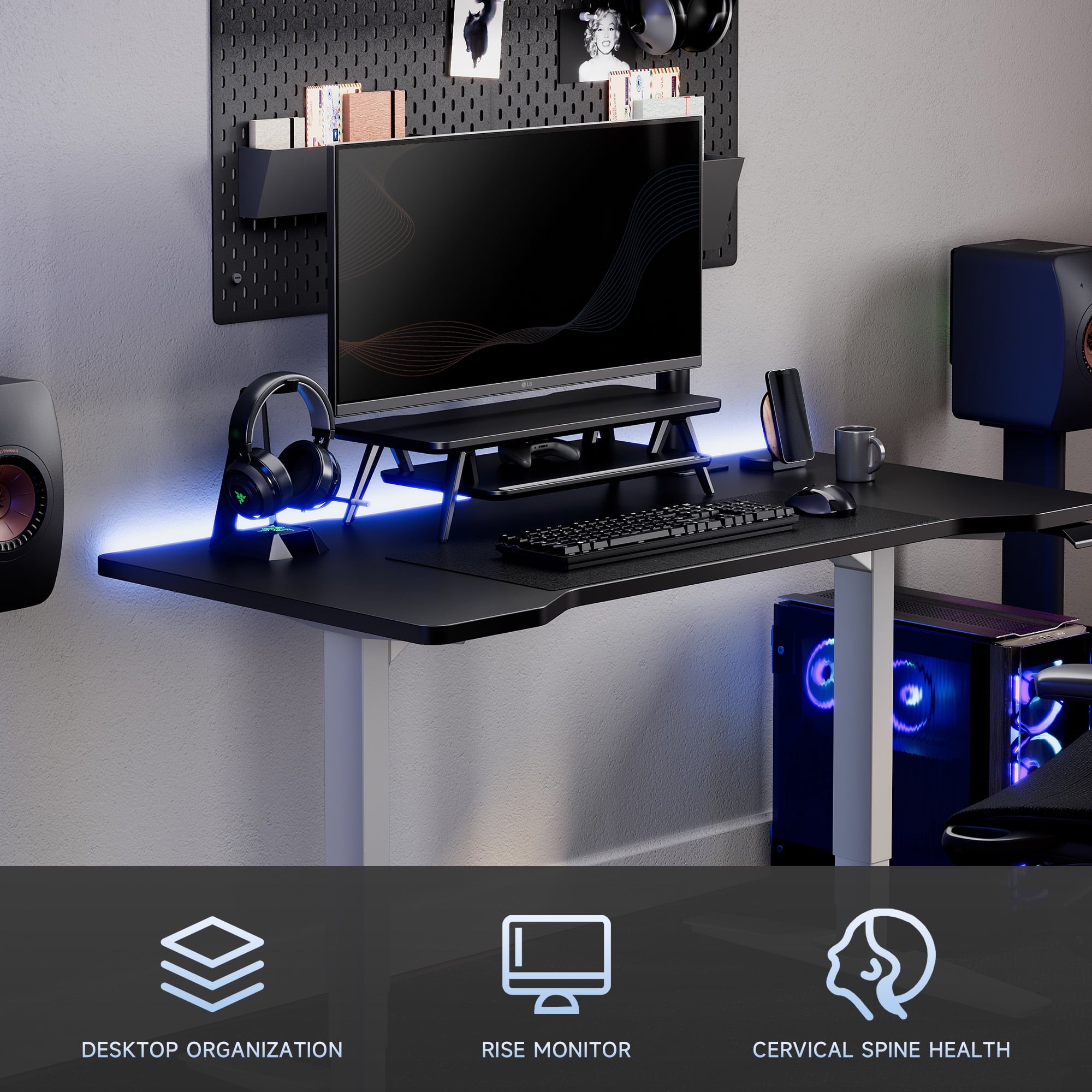 Monitor Stand, 2 Tiers Monitor Stands Riser, 23.6 Inch Computer Monitor Riser with Storage Organizer - Image 6