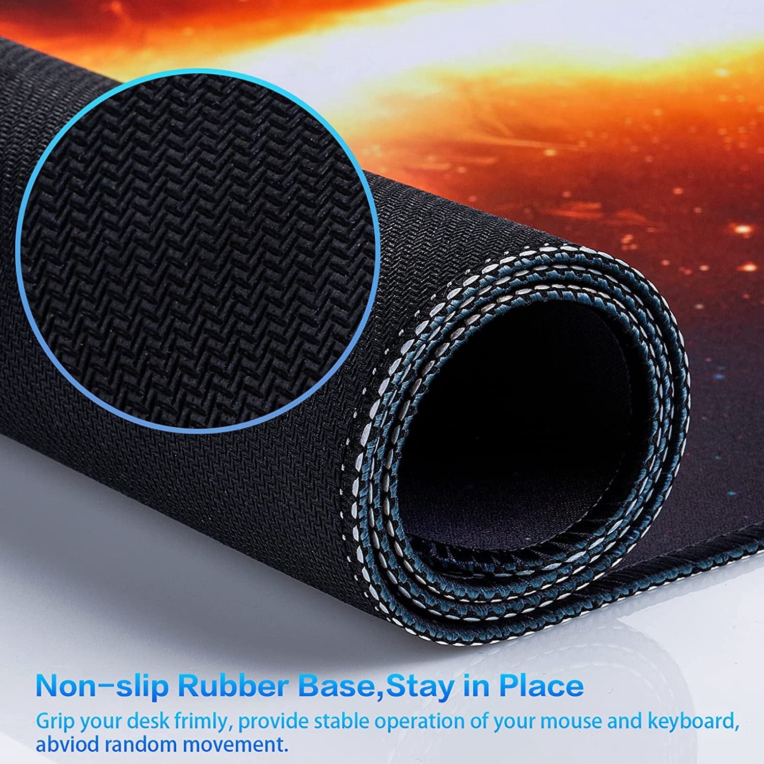 Gaming Mouse Pad, Extended Mouse Pad, XXL Large Big Computer Keyboard Mouse Mat Desk Pad with Non-Slip Base and Stitched Edge for Home Offic - Image 5