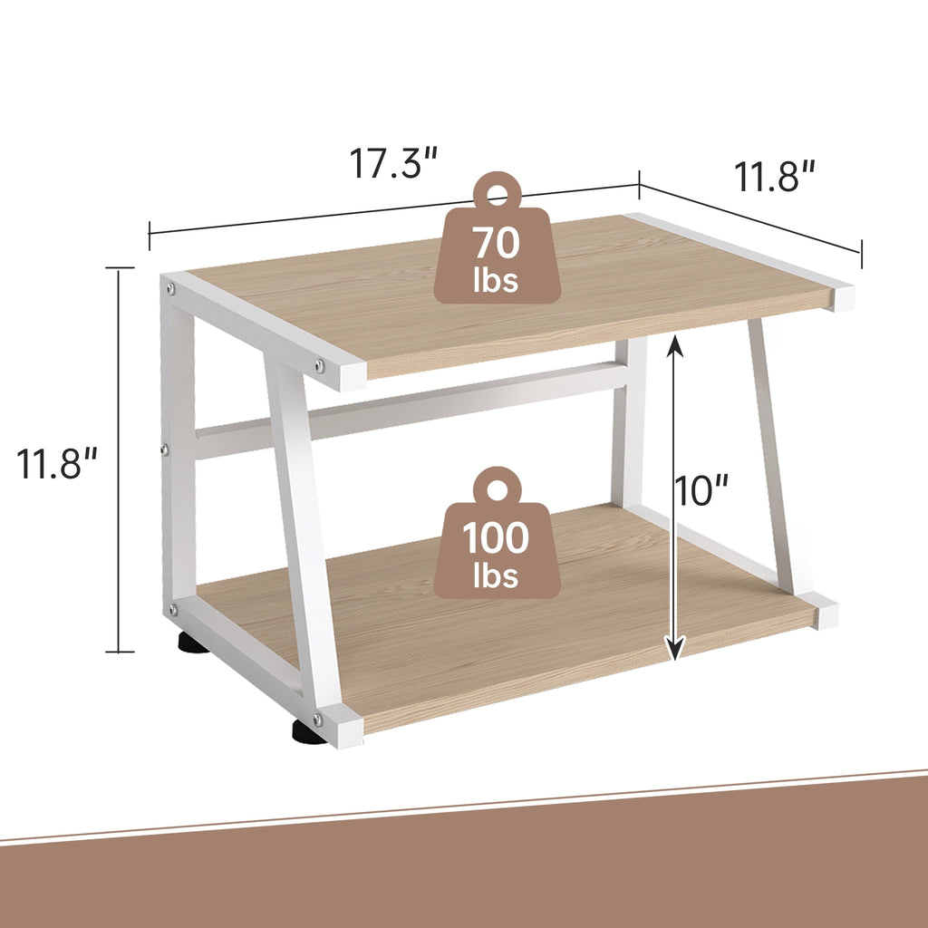 Printer Stand for Desk, 2 Tier Desktop Printer Shelf with Storage, Holder Stand Organizer for Home Office, Light Color - Image 5