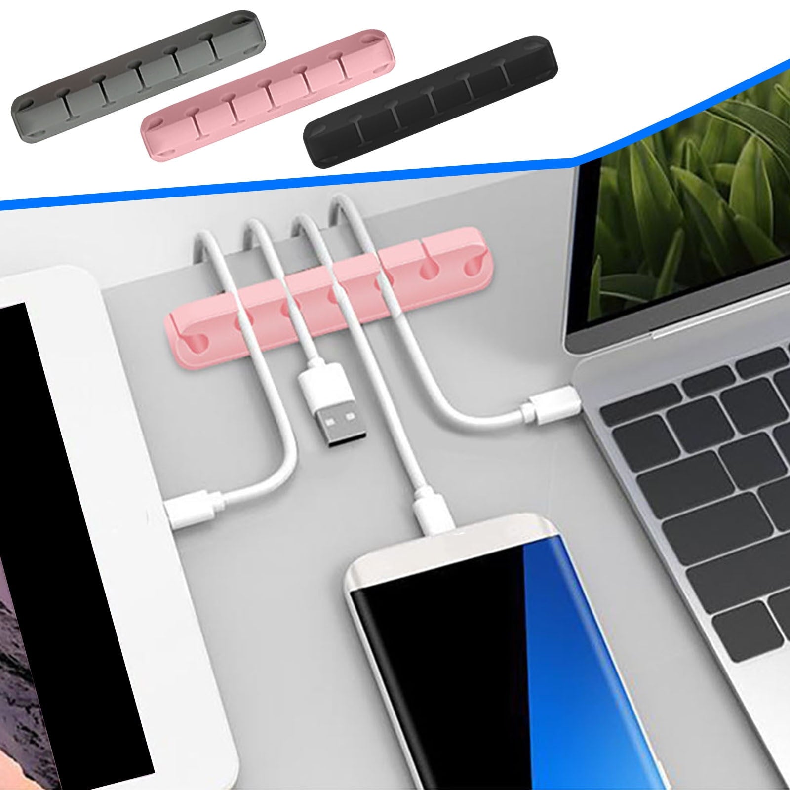 Cord Organizer [1s Lock] Spring Cable Holder Clips - Desk Cable Management Clips, Phone Charger Cord [Smooth Adjustab... - Image 6