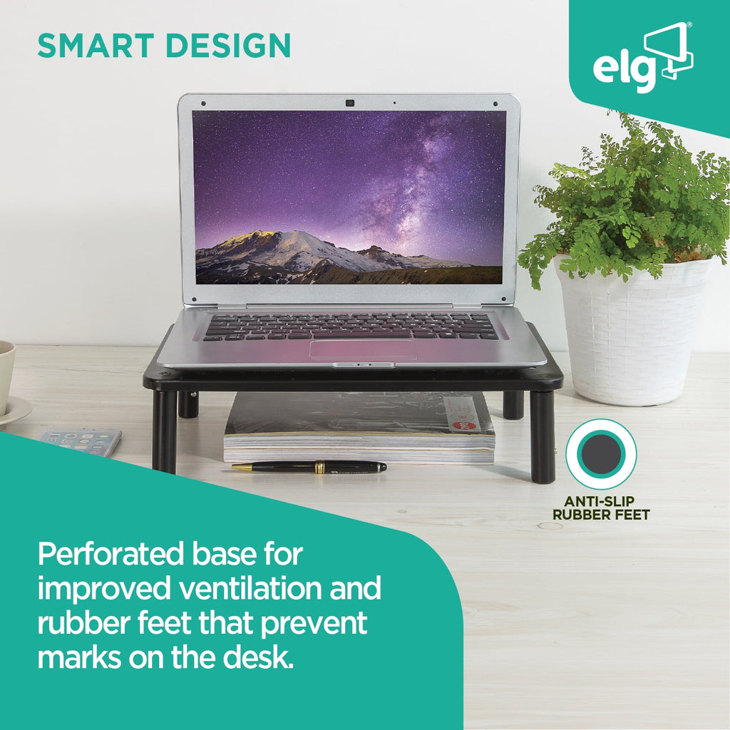 ELG Desktop Monitor Stand and Laptop Riser, Adjustable Height Steel Organizer, 44 lb Capacity, Black, 2 Pack - Image 4