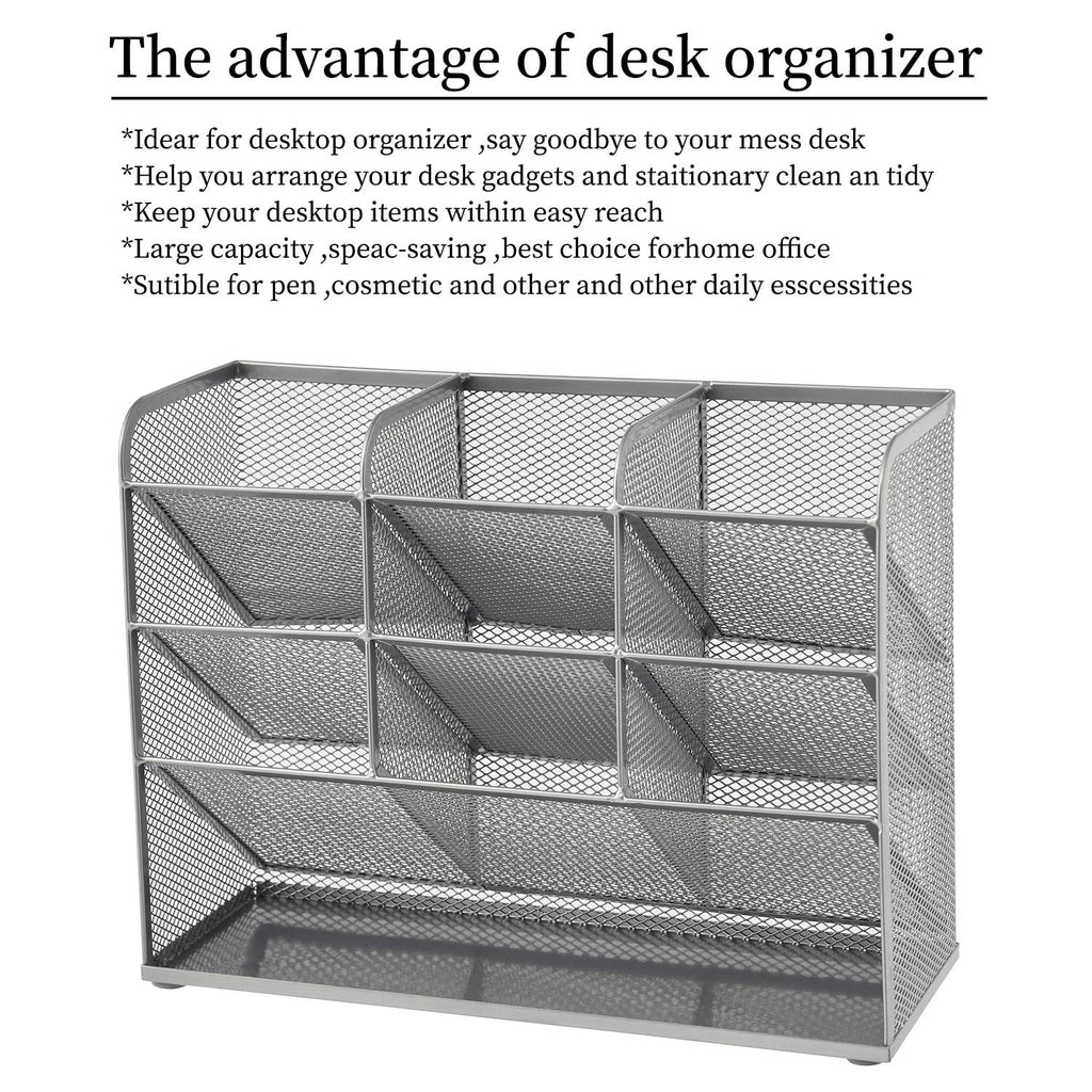 Mesh Desk Organizer, Multi-Functional Pen Holder, Pen Organizer for desk, Desktop Stationary Organizer - Image 3