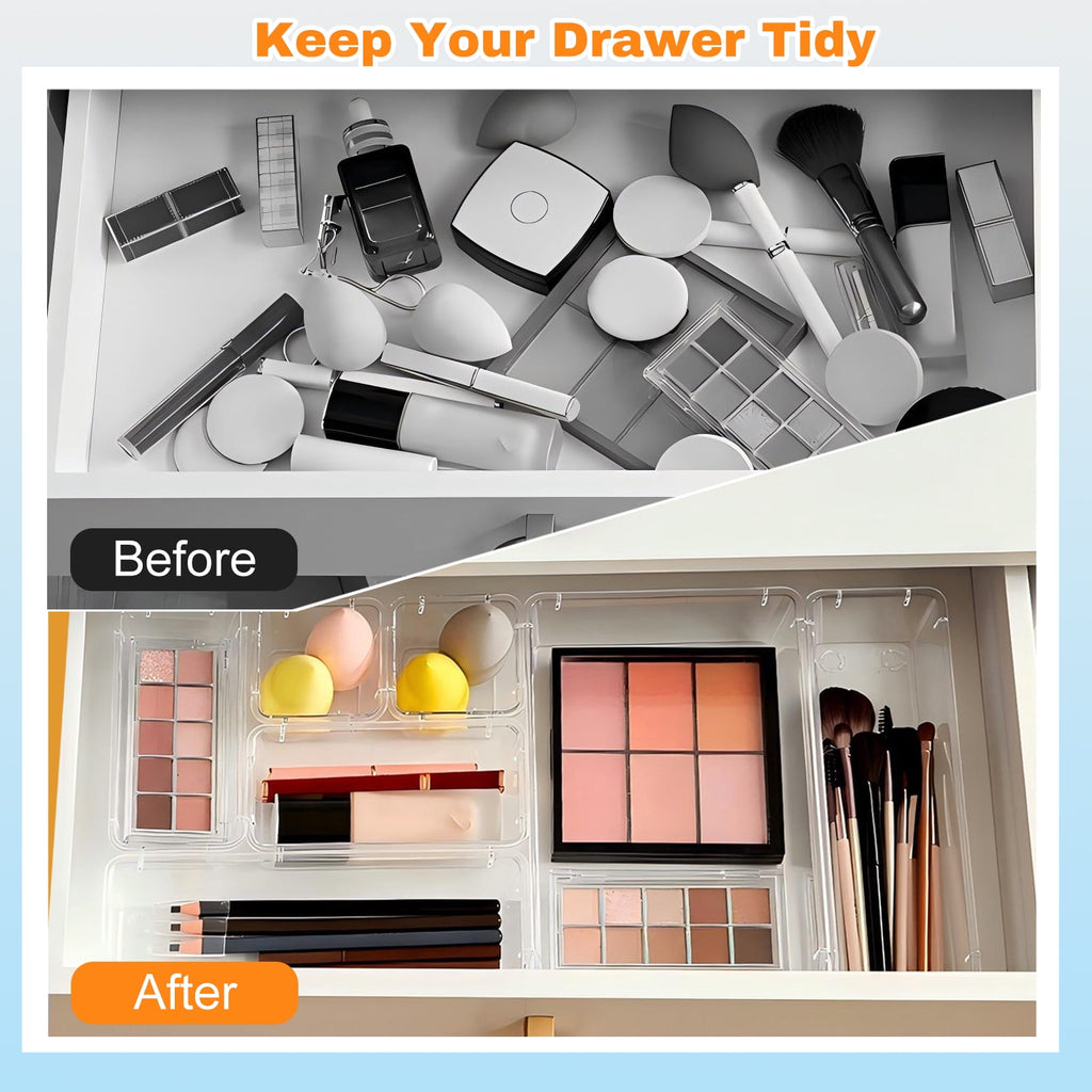 Clear Plastic Drawer Organizers Makeup Vanity Desk Storage Stackable Multiple Gadgets Organizers for Home Bathroom Of... - Image 5