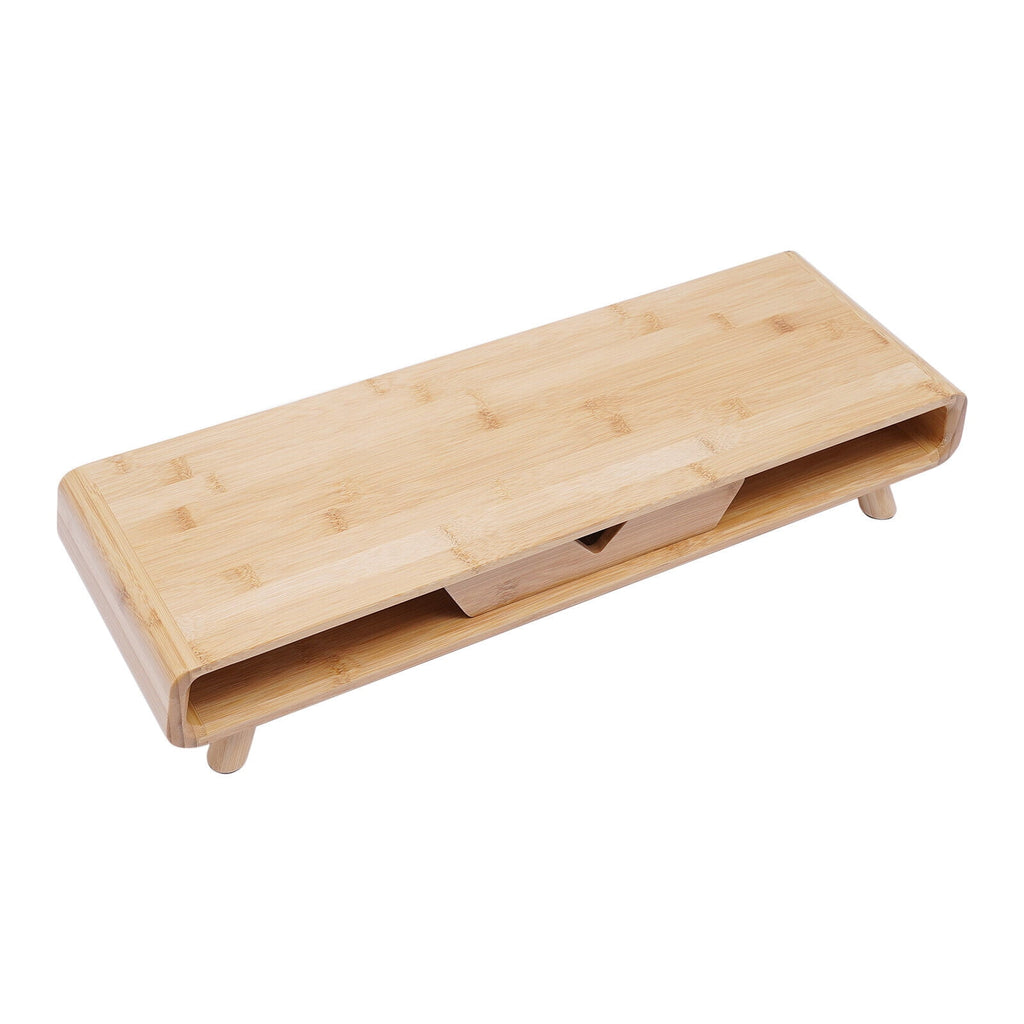 Bamboo Monitor Stand 24in Modern Office W/ Drawer Desktop Stand Back Baffle Gift - Image 6