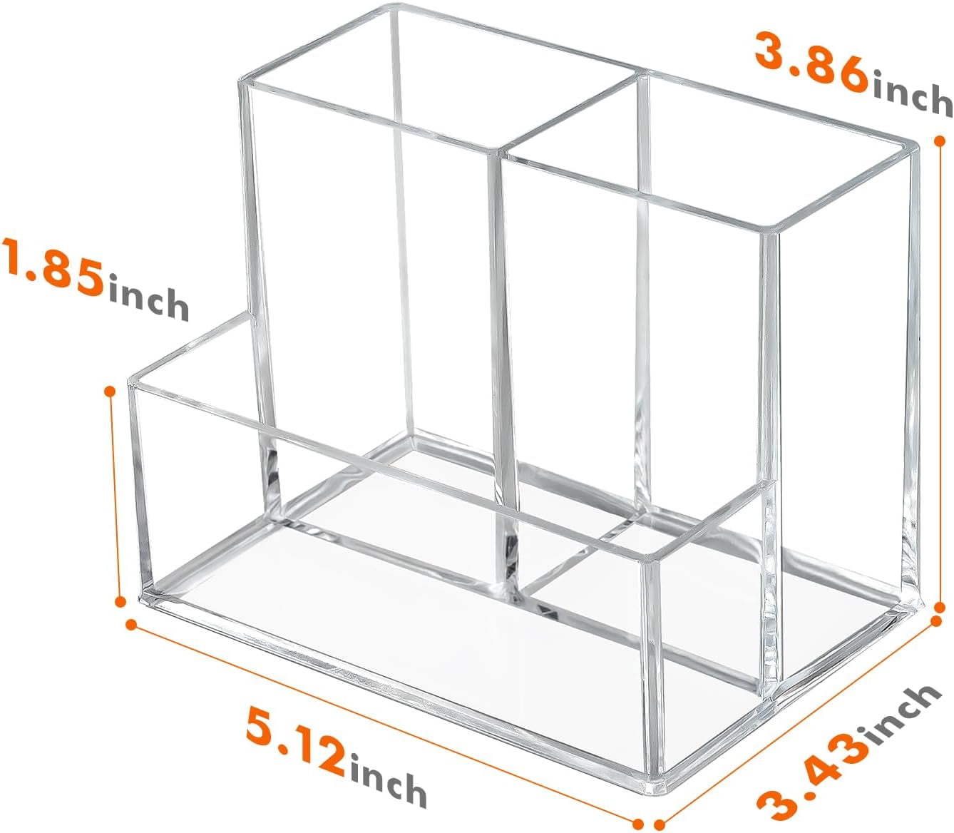 Pen Holder for Desk, Clear Acrylic Pencil Holder for Desk, Marker Holder with 3 Compartments, Pencil Organizer for Ho... - Image 2