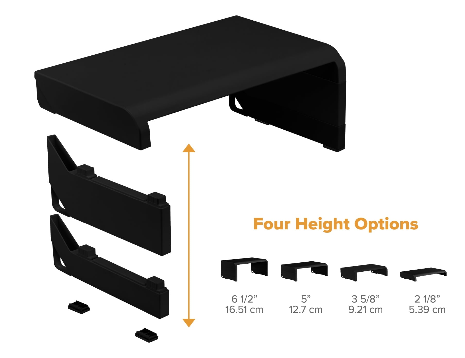 Bostitch Konnect Adjustable Monitor Stand Riser, 4 Height Adjustments, Built-In Cable Management, Rubber Feet - Black - Image 6