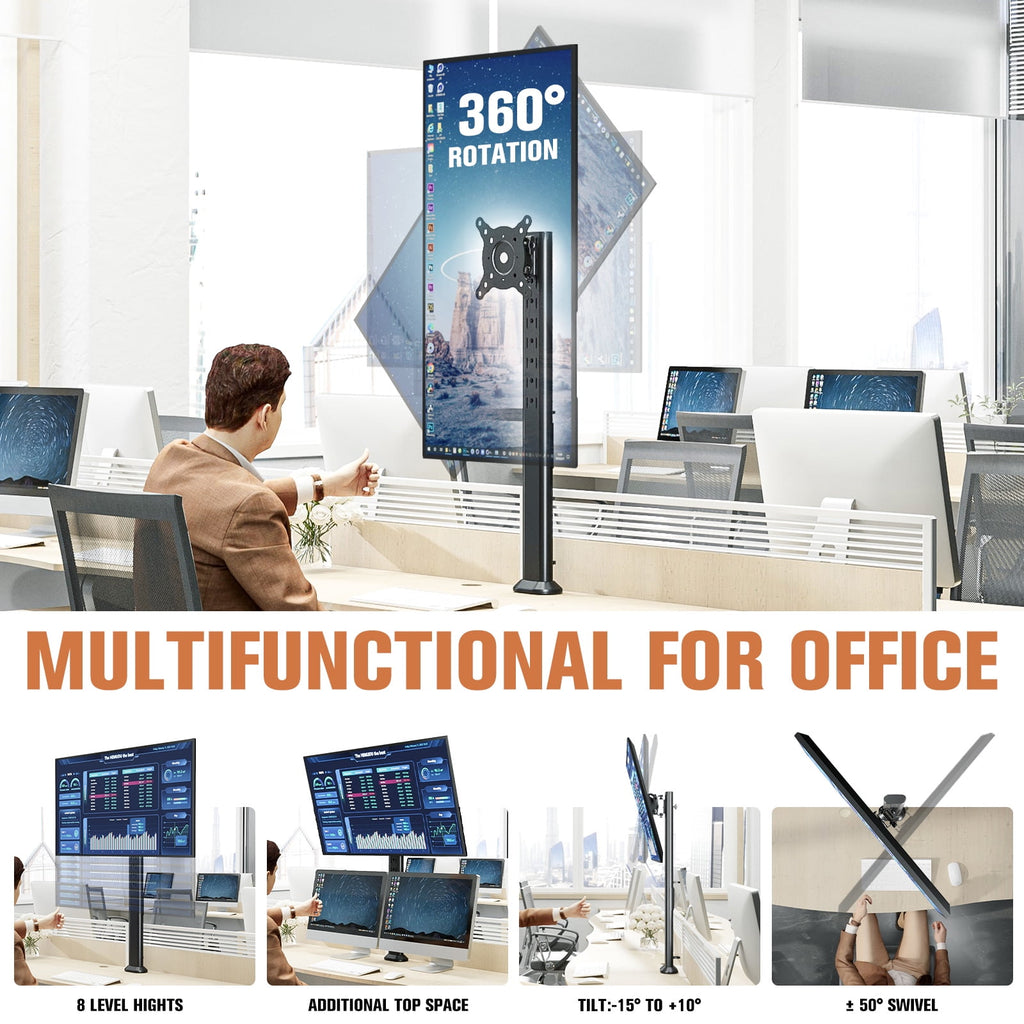 Single Tall Desk Monitor Arm Mount Stand Fit for 27 inch to 43 inch Flat Curved Computer Screen with Swivel, Height A... - Image 3