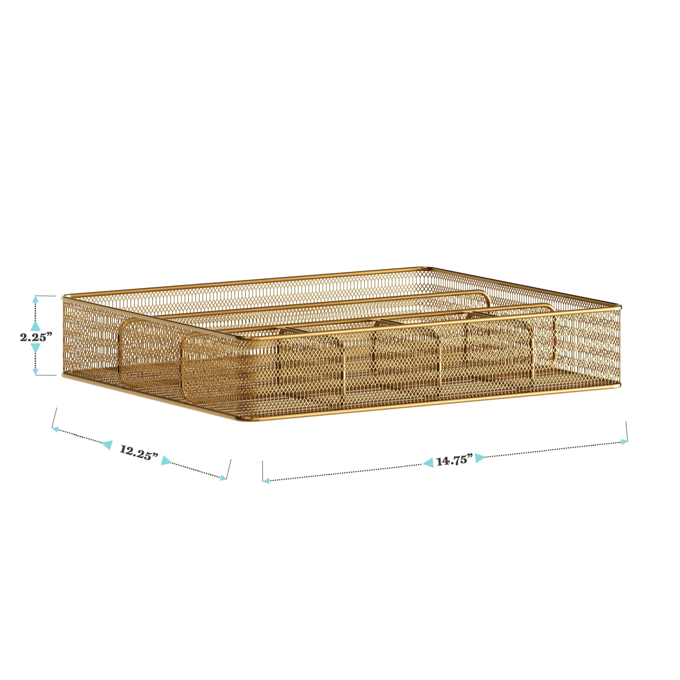 Ryder Gold Mesh Metal 6 Compartment Large Desk Drawer Organizer for Accessories and Office Supplies - Image 6