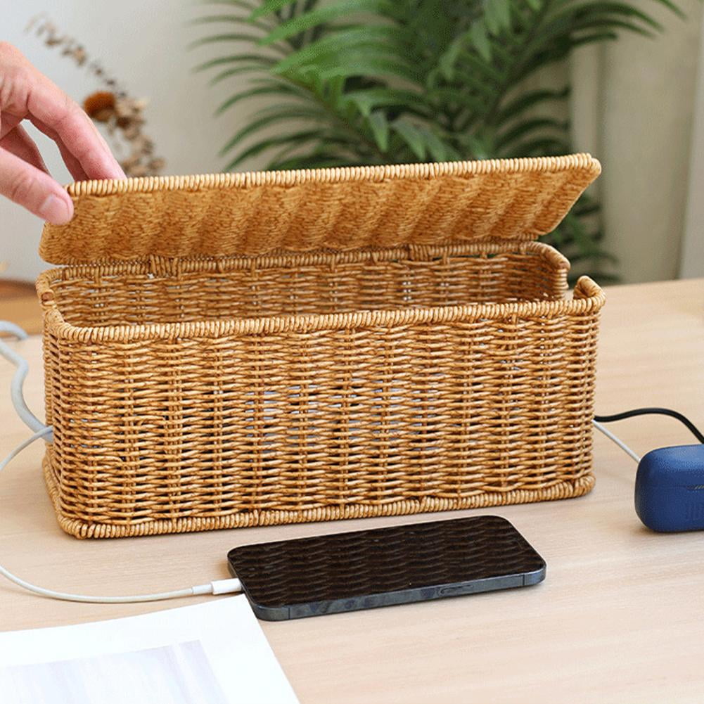 Hand-Woven Charging Station Storage Box Cable Management Basket For USB Cables Organizer Data Cables - Image 2