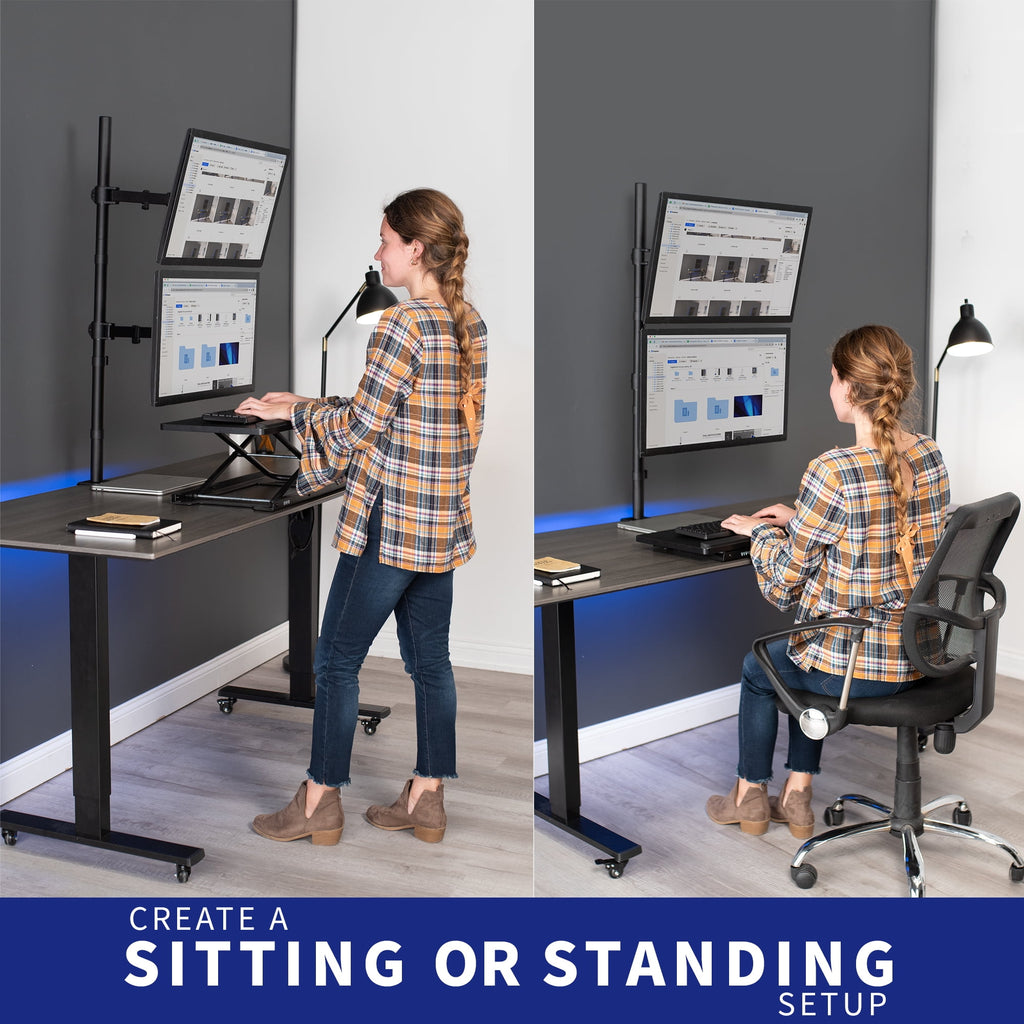 Dual Monitor Mount Extra Tall Adjustable Stand | Fits Two Screens up to 27" - Image 4