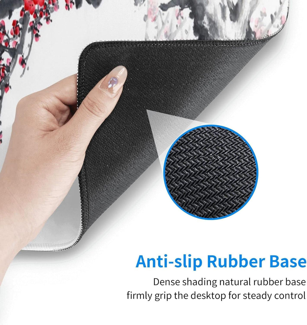 Large Gaming Mouse Pad, Plum Blossom XL Mousepad, Stitched Non-Slip Extended Keyboard Mats for Desk, Big Long Compute... - Image 4