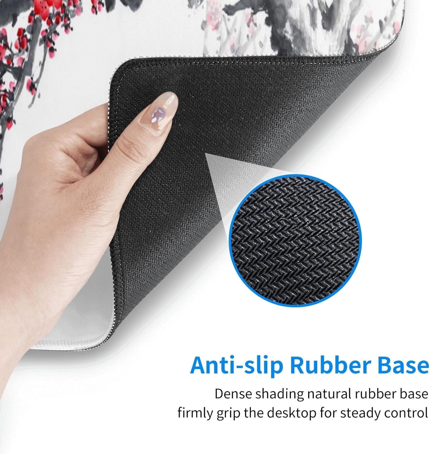 Large Gaming Mouse Pad, Plum Blossom XL Mousepad, Stitched Non-Slip Extended Keyboard Mats for Desk, Big Long Compute... - Image 4