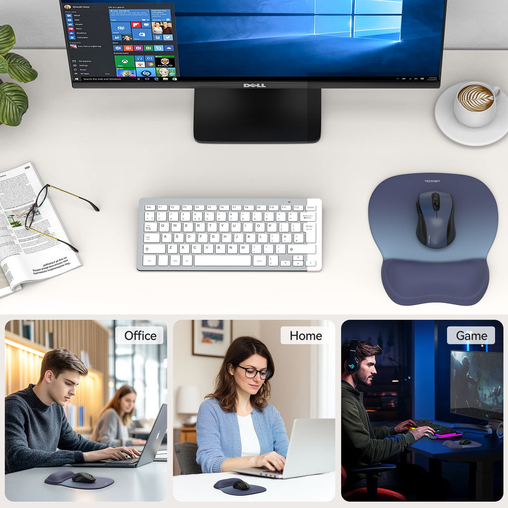 TECKNET Gel Mouse Pad with Wrist Rest, Ergonomic Office Mousepad with Wrist Support - Non-Slip & Smooth Surface Comfortable Desk Accessories - Image 4