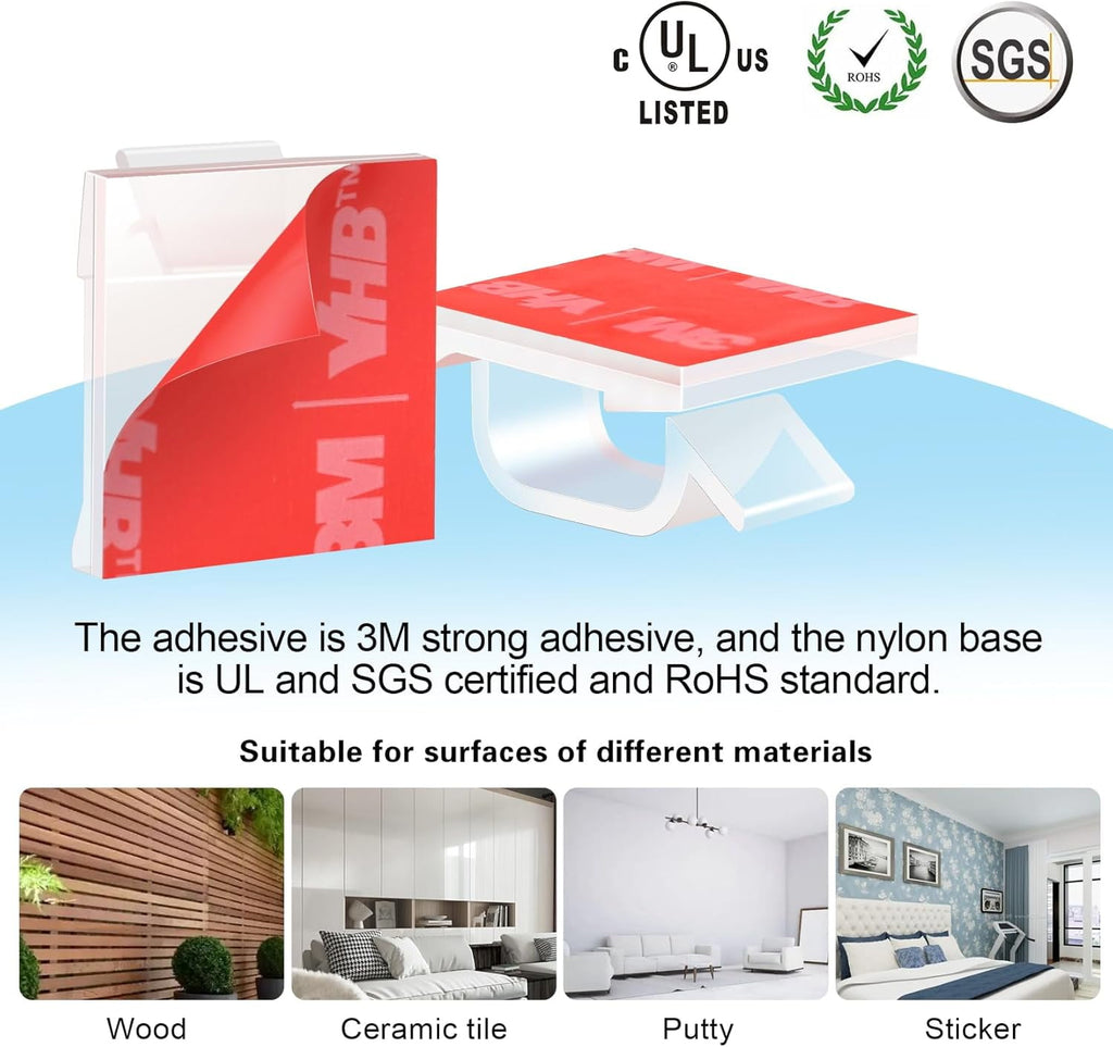 60 PCS 3/4” Adhesive Cable Wire Clips Clear, Cable Staples Outdoor Cable Management Wire Organizer Cord Holder for Un... - Image 3