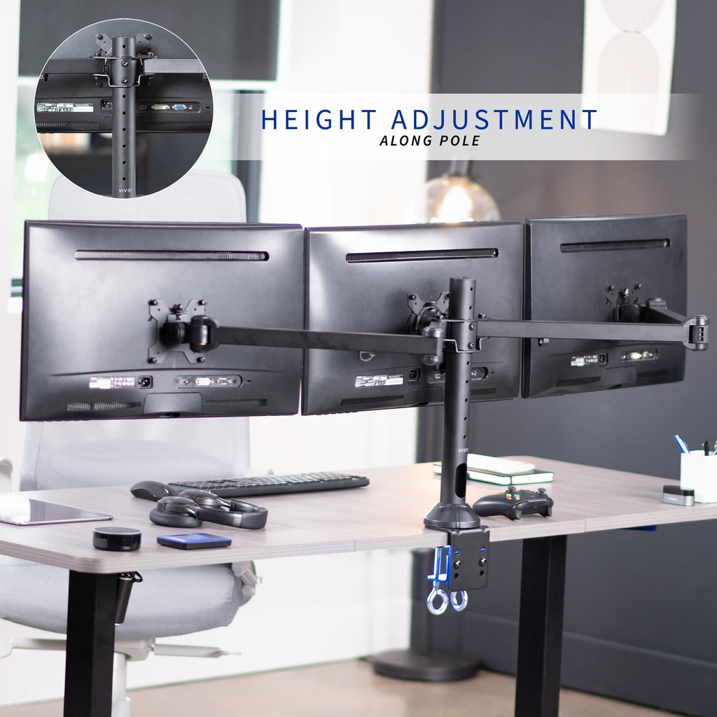 VIVO Triple Monitor Desk Mount, Heavy Duty Stand, Computer Screens up to 32" - Image 5