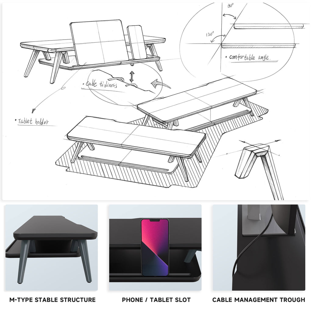 Monitor Stand, 2 Tiers Monitor Stands Riser, 23.6 Inch Computer Monitor Riser with Storage Organizer - Image 4