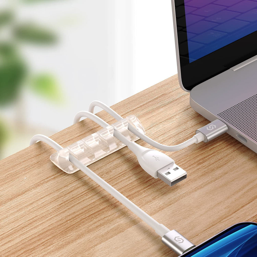 Syncwire Cable Clips Cord Holders Self Adhesive Cord Organizer Cable Management for Desk, Home, Office - Clear - Image 2