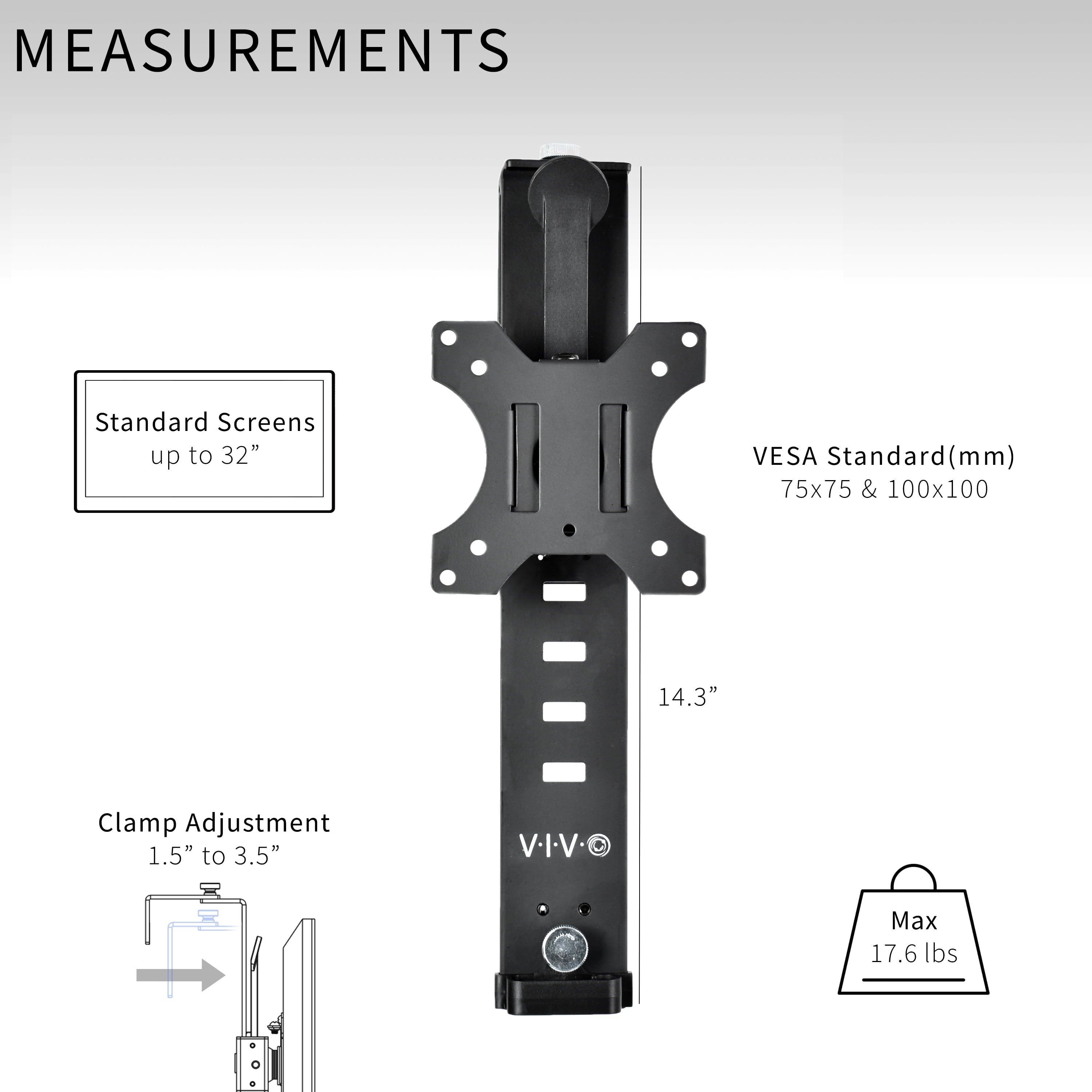 VIVO Black Office Cubicle Monitor Mount Stand Attachment  for 17" to 32" Screen - Image 3