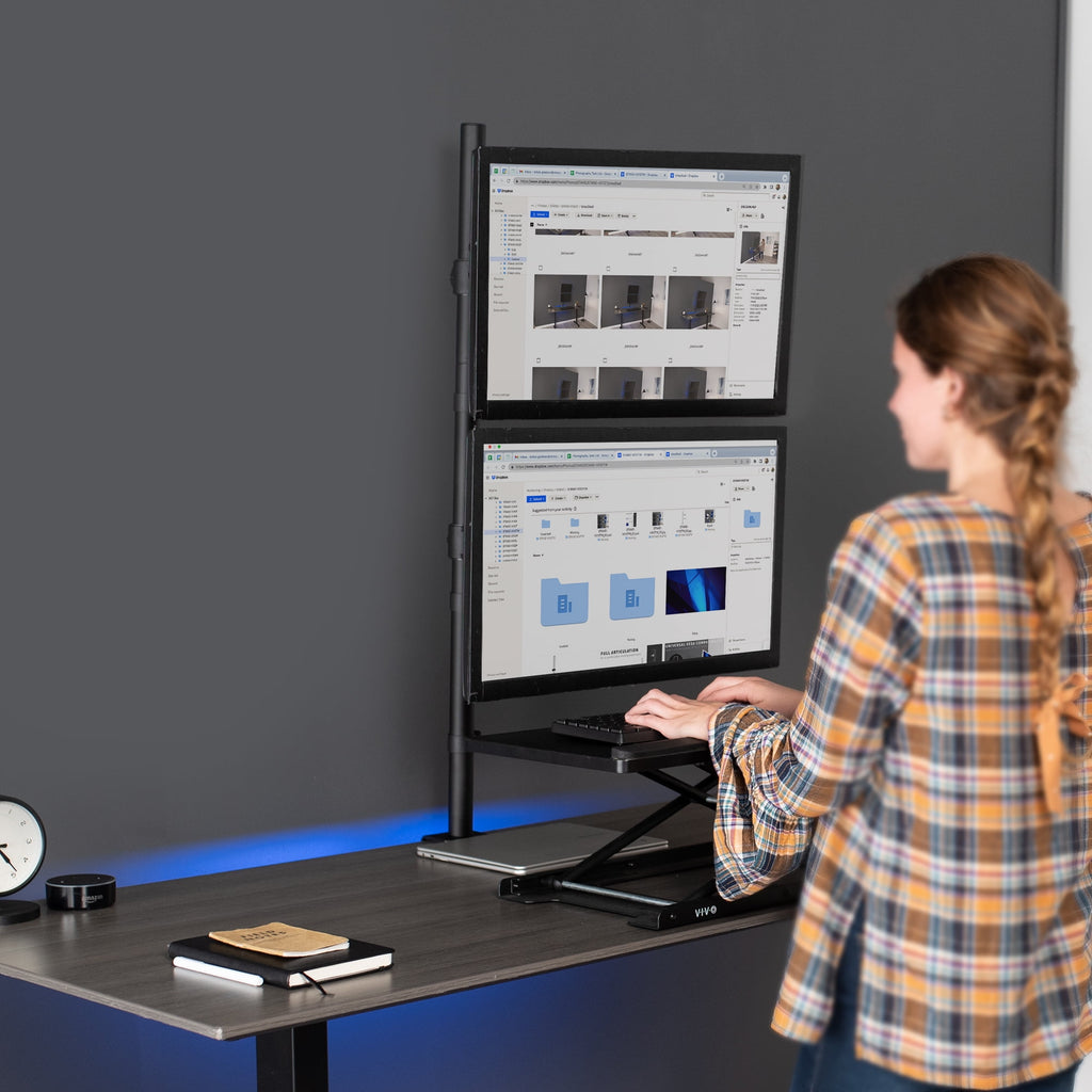 Dual Monitor Mount Extra Tall Adjustable Stand | Fits Two Screens up to 27" - Image 6