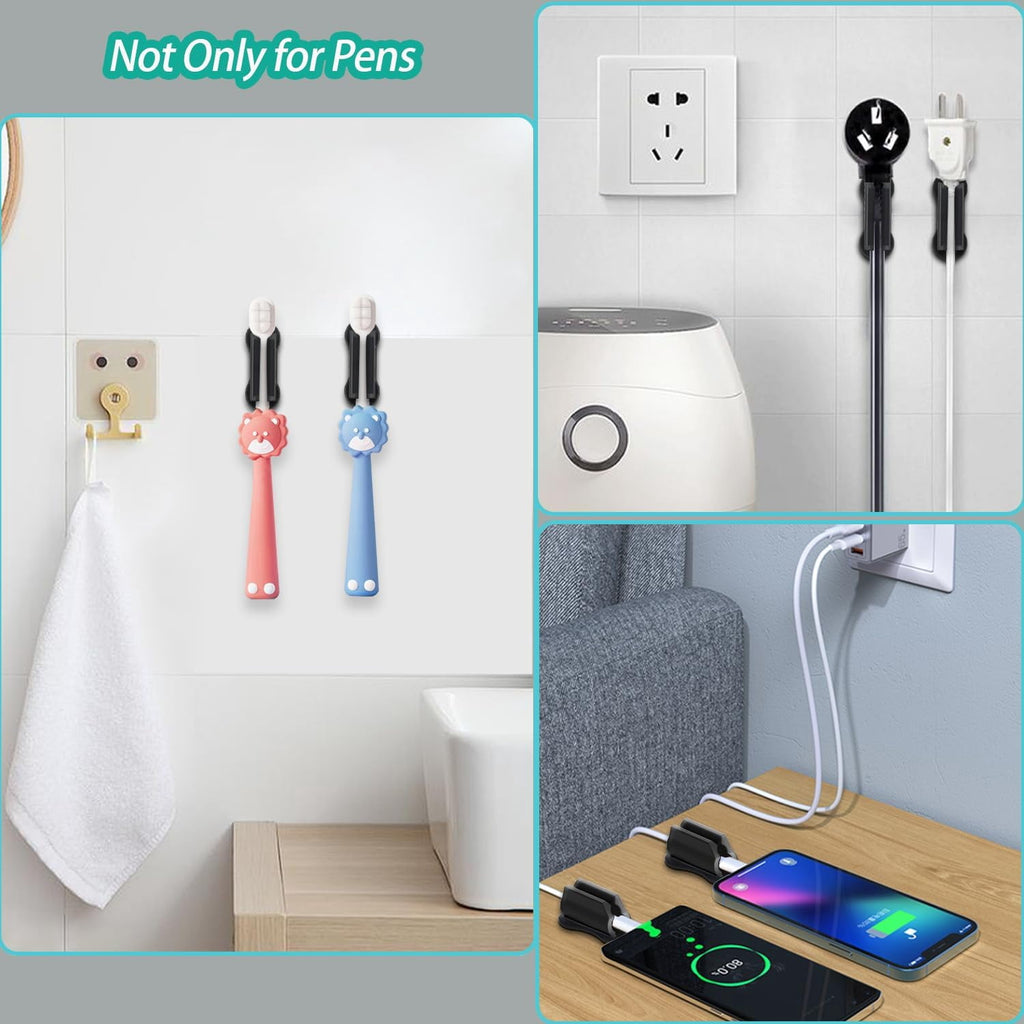 WLGJL Adhesive Pen Holder for Wall Pencil Holder for Desk Organizer, Silicone Pen Holders for Clipboard, Marker Holder Sticky Pen Holder for - Image 6