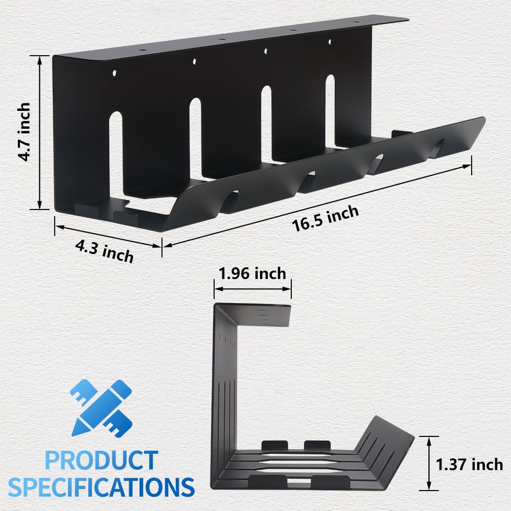Under Desk Cable Management Tray with Wire Organizer, Black, 3.58 lbs - Image 2