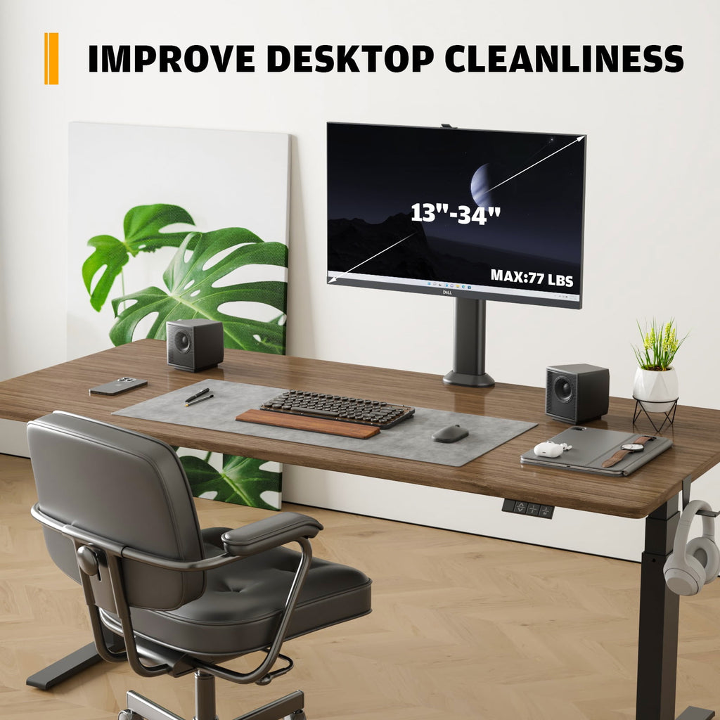 Single Desk Monitor Arm Mount Stand Fit for 13 inch to 32 inch Flat Curved Computer Screen with Swivel, Height Adjust... - Image 3