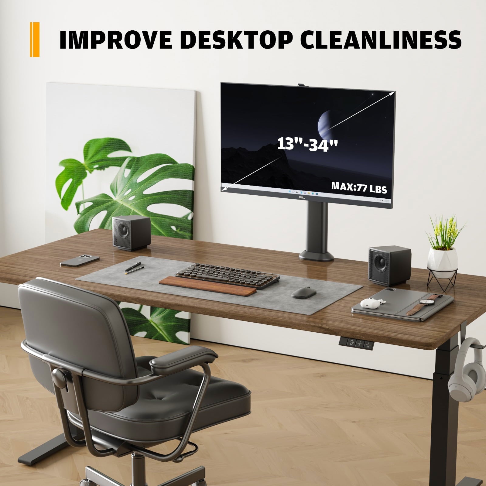 Single Desk Monitor Arm Mount Stand Fit for 13 inch to 32 inch Flat Curved Computer Screen with Swivel, Height Adjust... - Image 3