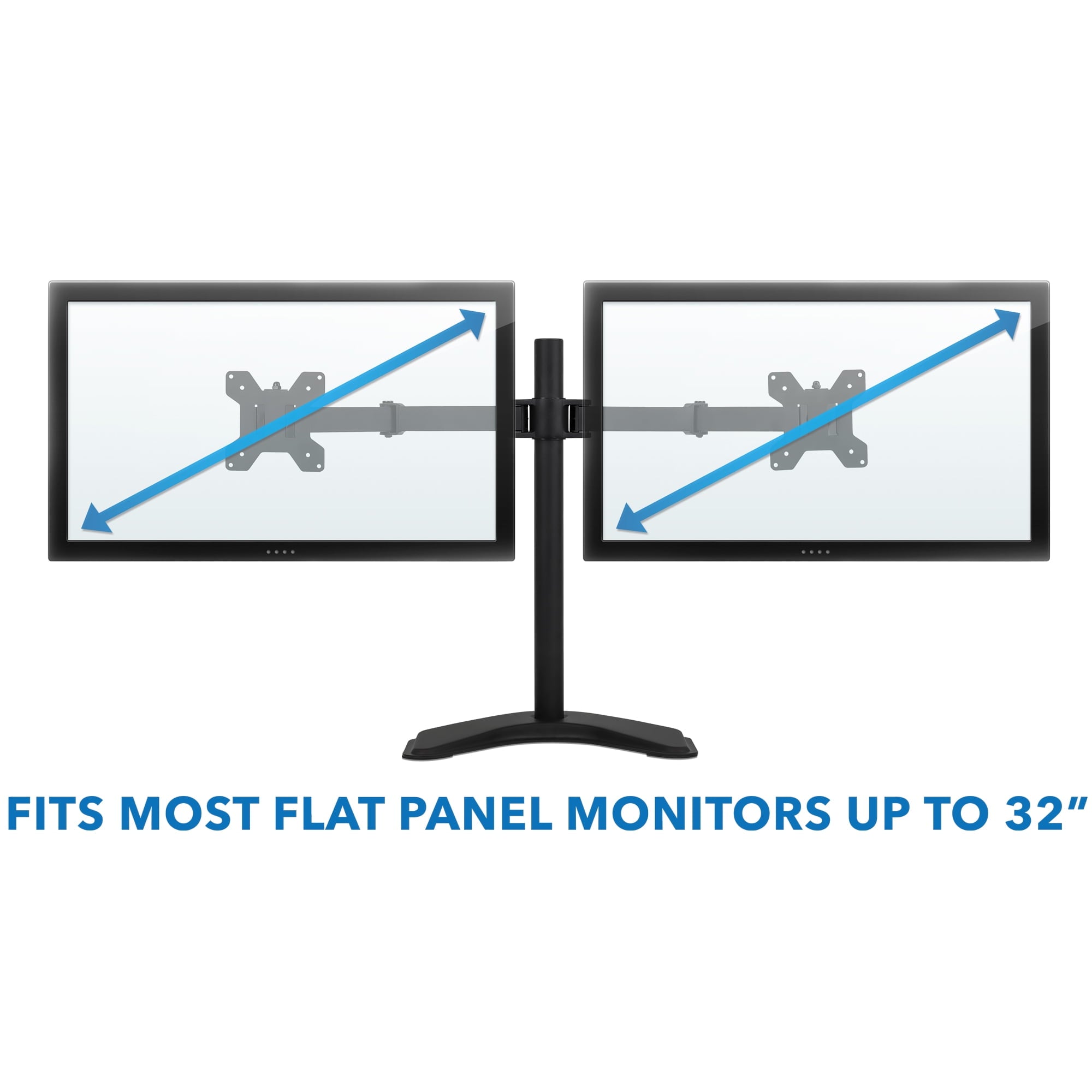 Mount-It! Dual Monitor Desk Stand | Fits 20"-32" Computer Screens | Rotate Swivel Tilt - Image 3