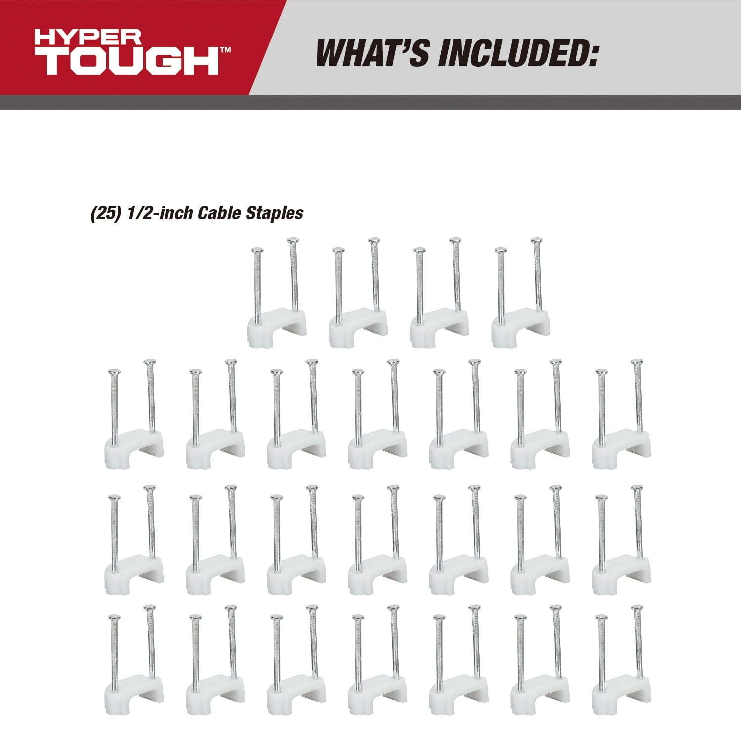 Hyper Tough 25-Pack 1/2-inch Cable Staples, White - Image 6