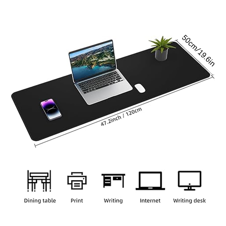 Large Desk Mat 47.2" x 17" Leather Desk Pad Protector with Natural Cork & PU Leather, Non-Slip Office Desk Mat, Large... - Image 4