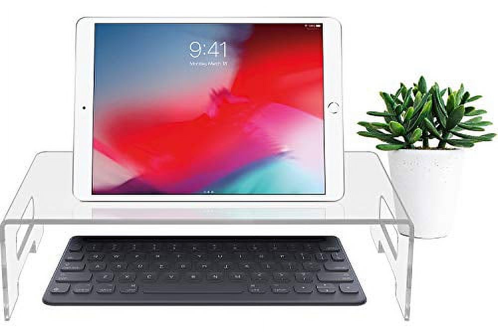 Acrylic Monitor Riser Stand with Carry Handle, Clear - Image 4