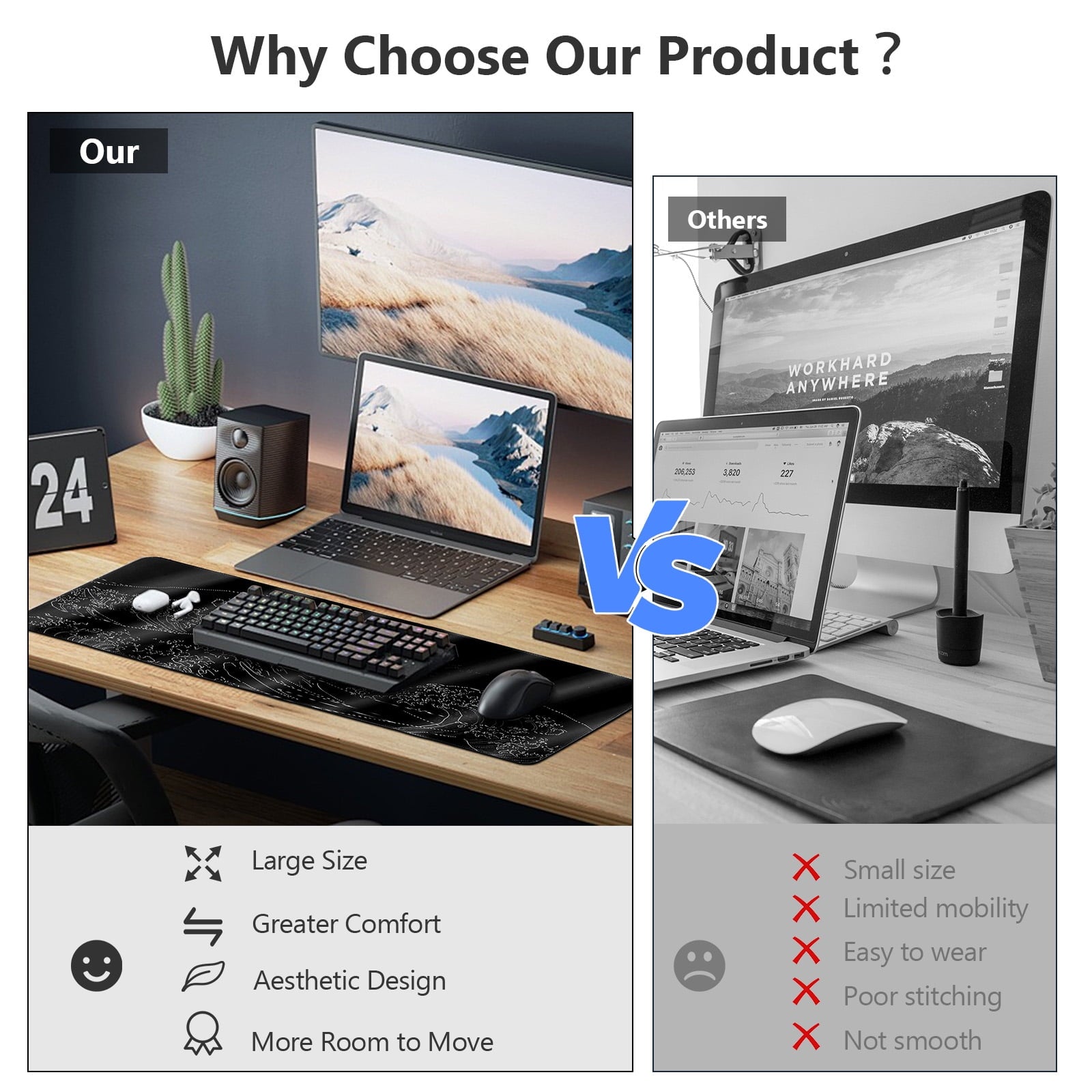 Gaming Mouse Pad with Stitched Edges,31.5" x 11.8" Extended Desk Mat Pad 3mm Thick Anti-Slip Rubber Base Keyboard Pad... - Image 3